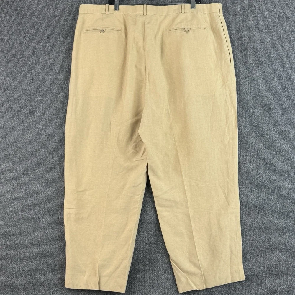 Polo Ralph Lauren Silk Linen Pants Mens 42x28 Beige Sand Pleated Travel Vacation